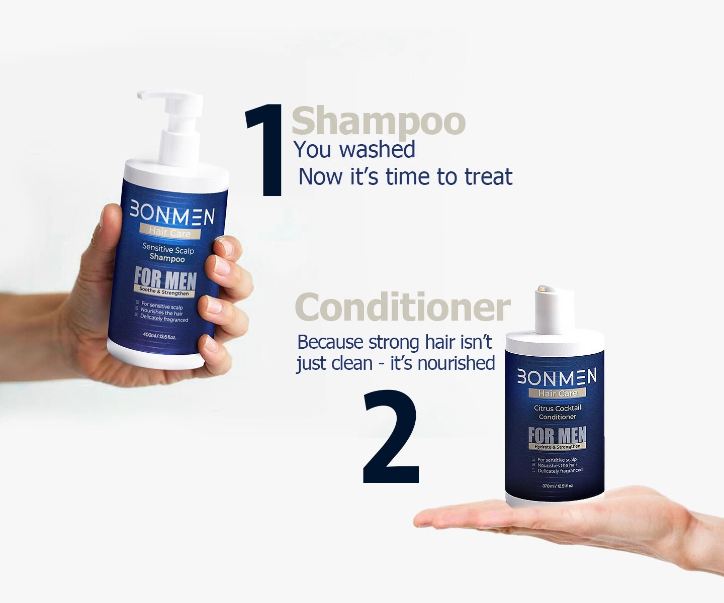Sensitive Scalp Shampoo - Gentle Daily Cleansing for Men - Bonmen