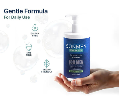 Sensitive Skin Face & Body Cleanser for Men - SLS - Free Daily Wash — 390ml - Bonmen