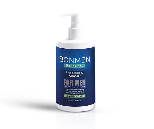 Sensitive Skin Face & Body Cleanser for Men - SLS - Free Daily Wash — 390ml - Bonmen