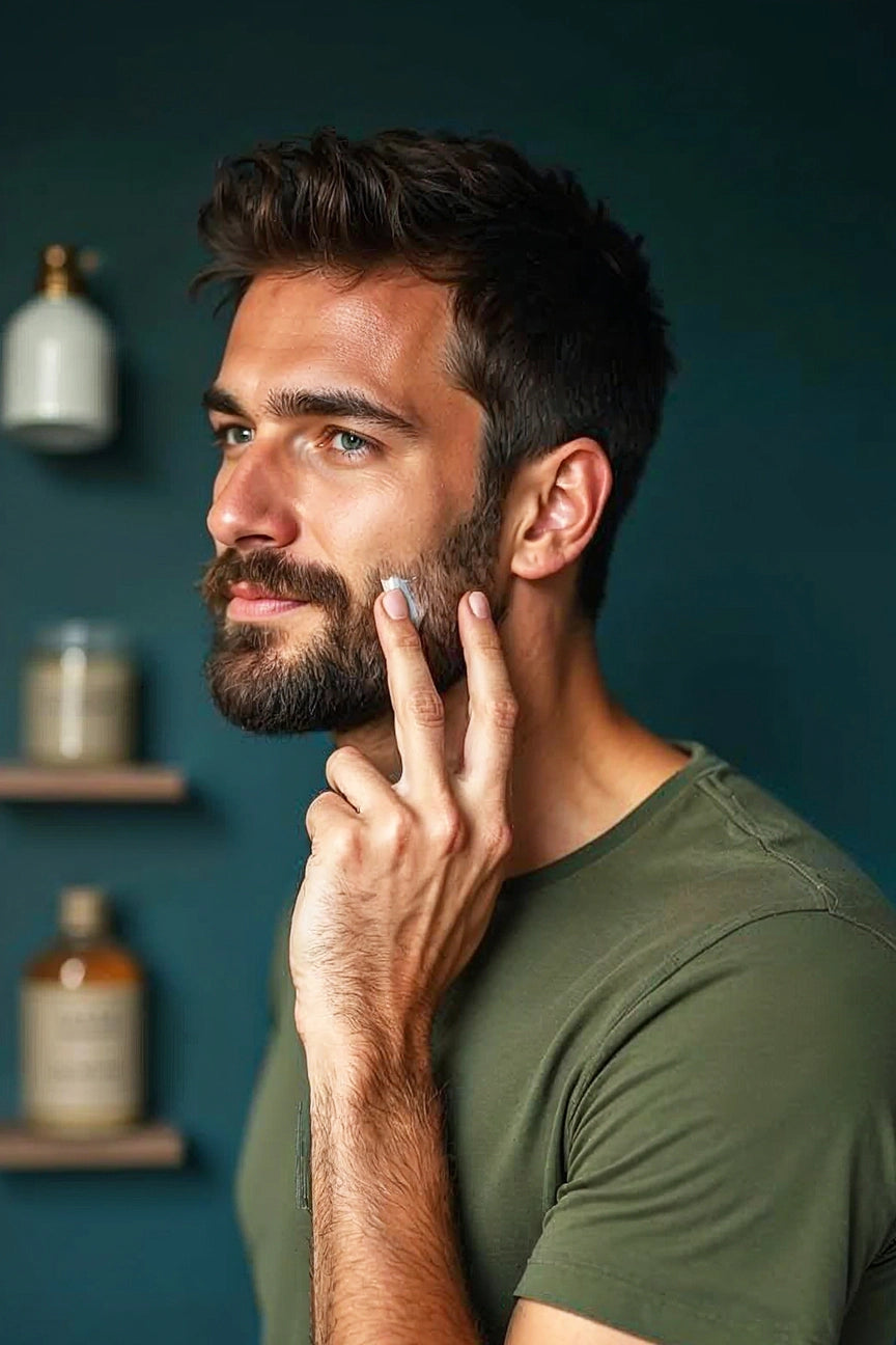 Man using BONMEN anti-ageing
 face serum for sensitive skin care
