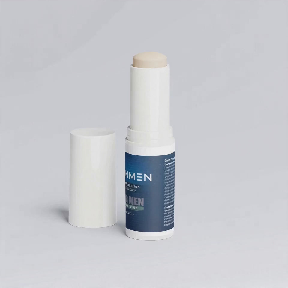 BONMEN SPF50 Mineral Sunscreen Stick product video — slow orbital camera move around uncapped stick on clean surface
