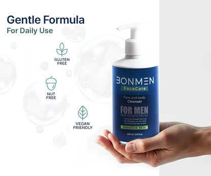 Sensitive Skin Face & Body Cleanser - Gentle Daily Cleansing - Bonmen