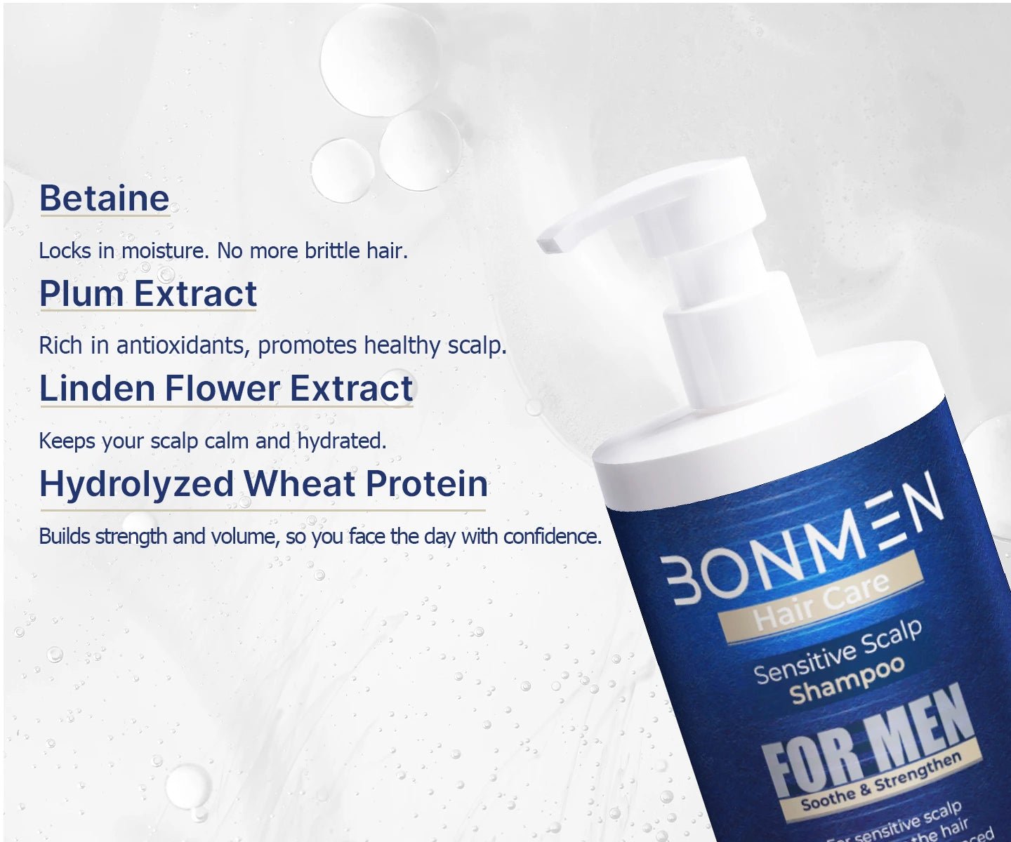 Sensitive Scalp Shampoo - Gentle Daily Cleansing for Men - Bonmen