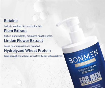 Sensitive Scalp Shampoo - Gentle Daily Cleansing for Men - Bonmen