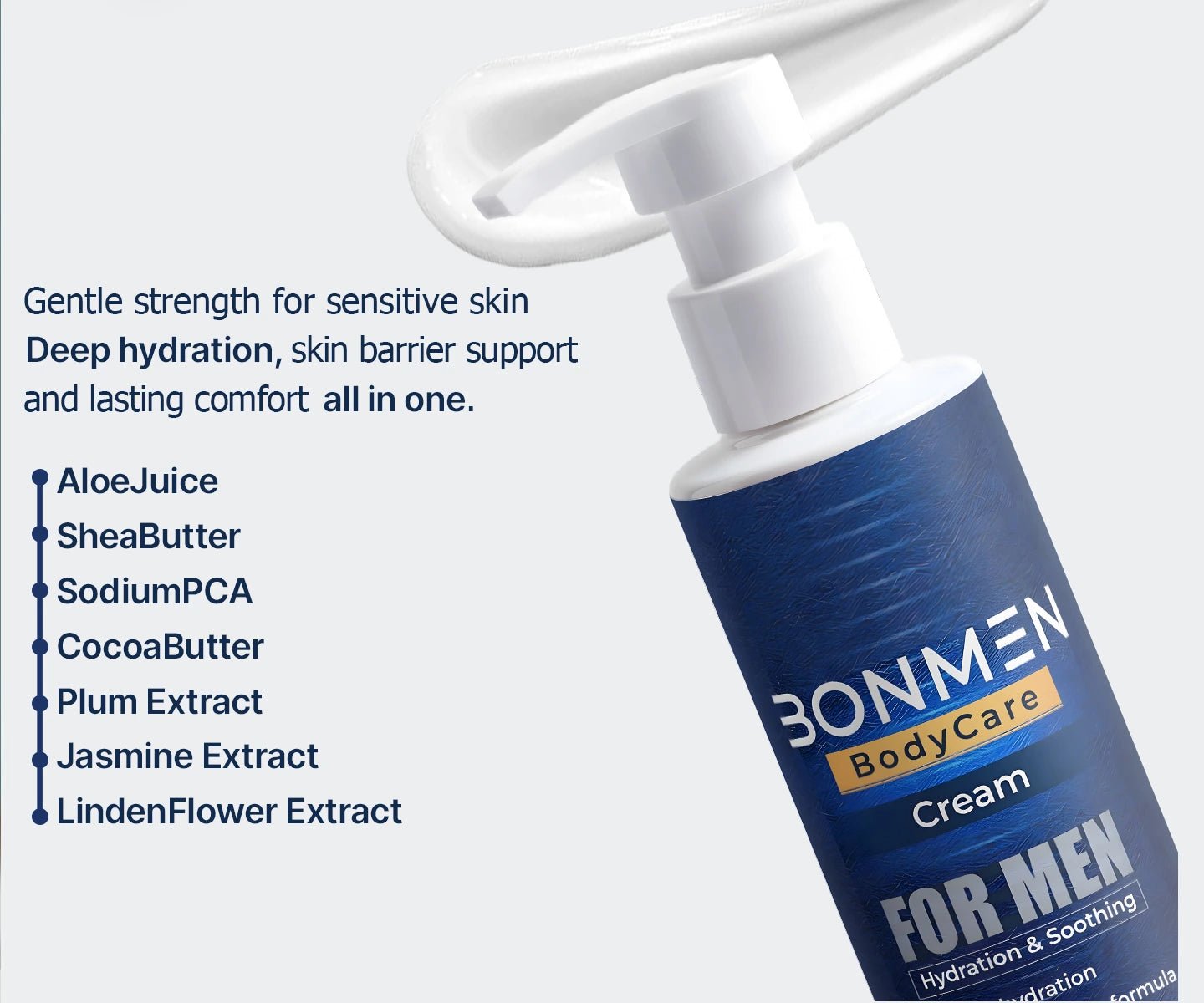 Sensitive Skin Body Cream - Daily Moisturizing for Men - Bonmen