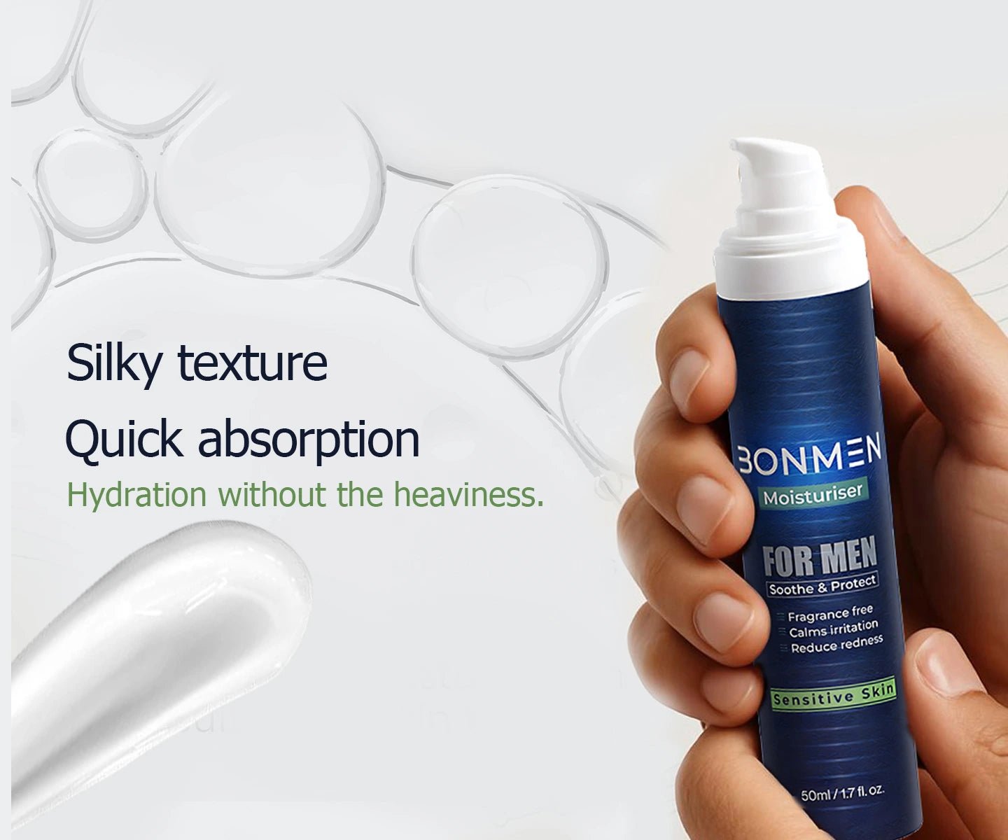 Sensitive Skin Moisturiser - Daily Hydrating Treatment for Men - Bonmen