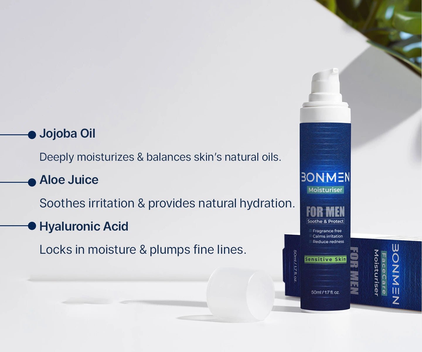 Sensitive Skin Moisturiser - Daily Hydrating Treatment for Men - Bonmen