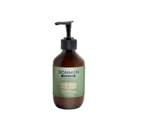 Silk Skin Body Serum - Luxury Hydration with Woody Amber Scent - Bonmen